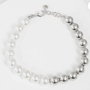 WOMEN'S PEARL METAL BEAD BRACELET - SILVER